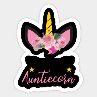 Womens Auntiecorn T Shirt Cute Gift for Aunt Auntie Unicorn Lover Sticker